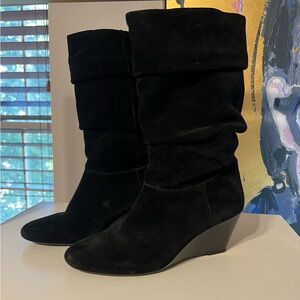 Alex Marie Wedge Boots, Women’s Size 7, black suede